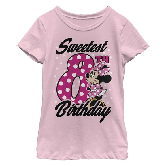 Girl's Minnie Mouse Sweetest 8th Birthday Dots  Graphic T-Shirt