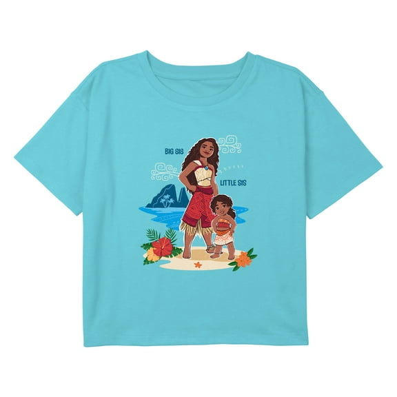 Girl's Moana 2 Big Sis Little Sis Moana and Simea Scene Graphic Cropped T-Shirt