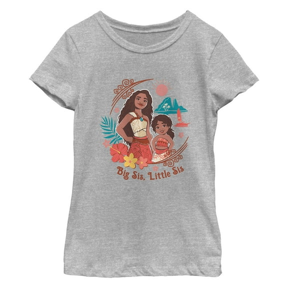 Girl's Moana 2 Big Sis Little Sis Portrait  Graphic T-Shirt