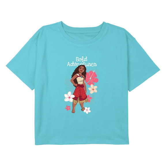 Girl's Moana 2 Bold Adventurer Moana Graphic Cropped T-Shirt