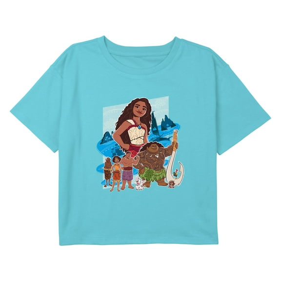 Girl's Moana 2 Crew Ocean Shot Graphic Cropped T-Shirt