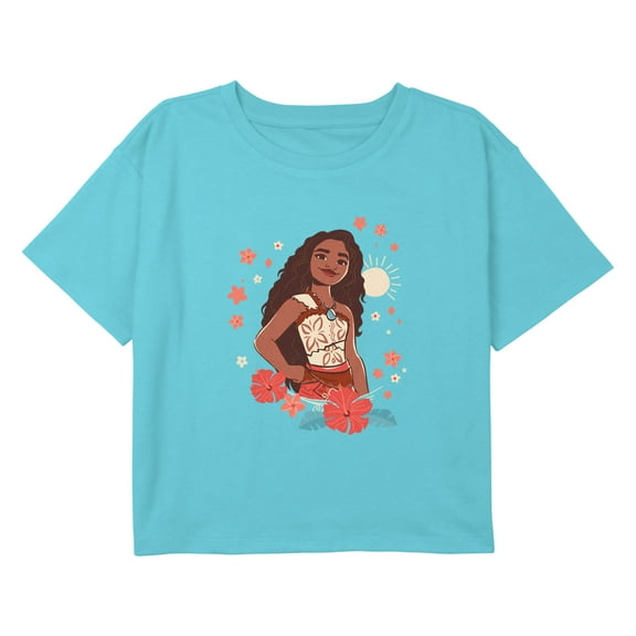 Girl's Moana 2 Floral Portrait Sun Graphic Cropped T-Shirt