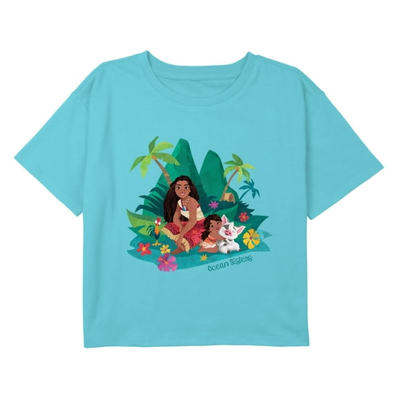 Girl's Moana 2 Ocean Sisters and Friends Graphic Cropped T-Shirt