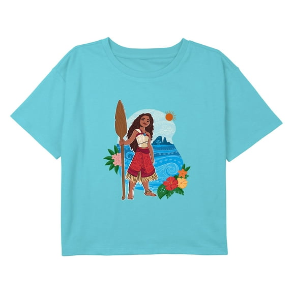 Girl's Moana 2 Paddle Pose Moana Graphic Cropped T-Shirt