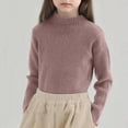 thumbnail image 1 of Girl's Mock Turtleneck Sweater Ribbed Knit Long Sleeve Pullover Soft Stretch Slim Fitted Pullover Tops for 2-13 Years, 1 of 5