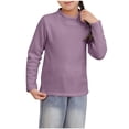 thumbnail image 1 of Girl's Mock Turtleneck Thermal Tops Casual Long Sleeve Solid Color Basic Tee Shirt Fall Winter Lightweight Comfy Pullover Blouse, 1 of 5