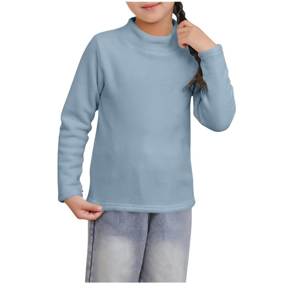 Girl's Mock Turtleneck Thermal Tops Casual Long Sleeve Solid Color Basic Tee Shirt Fall Winter Lightweight Comfy Pullover Blouse