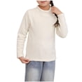 thumbnail image 1 of Girl's Mock Turtleneck Thermal Tops Casual Long Sleeve Solid Color Basic Tee Shirt Fall Winter Lightweight Comfy Pullover Blouse, 1 of 5