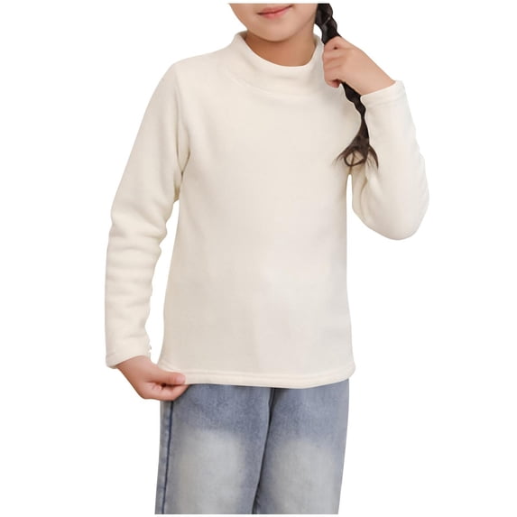 Girl's Mock Turtleneck Thermal Tops Casual Long Sleeve Solid Color Basic Tee Shirt Fall Winter Lightweight Comfy Pullover Blouse