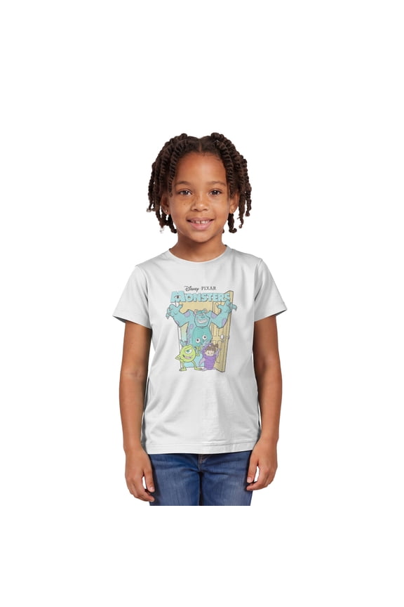 Girl's Monsters Inc Doorway Friends Graphic Tee White Large