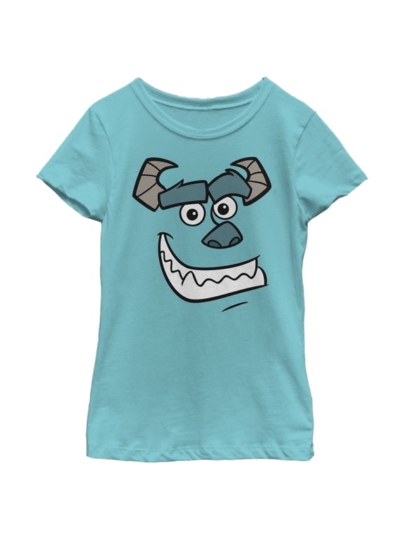 Girl's Monsters Inc Sulley Face Graphic Tee Tahiti Blue Medium