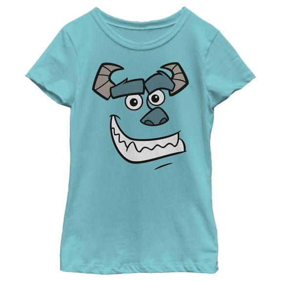 Girl's Monsters Inc Sulley Face Graphic Tee Tahiti Blue Small