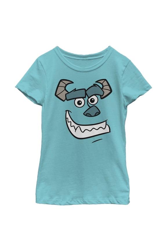 Girl's Monsters Inc Sulley Face Graphic Tee Tahiti Blue Small