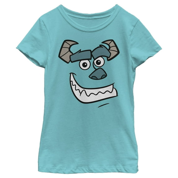Girl's Monsters Inc Sulley Face Graphic Tee Tahiti Blue X Large