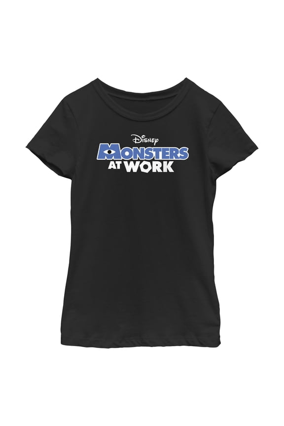 Girl's Monsters at Work Classic Logo Tee  Graphic Tee Black Small