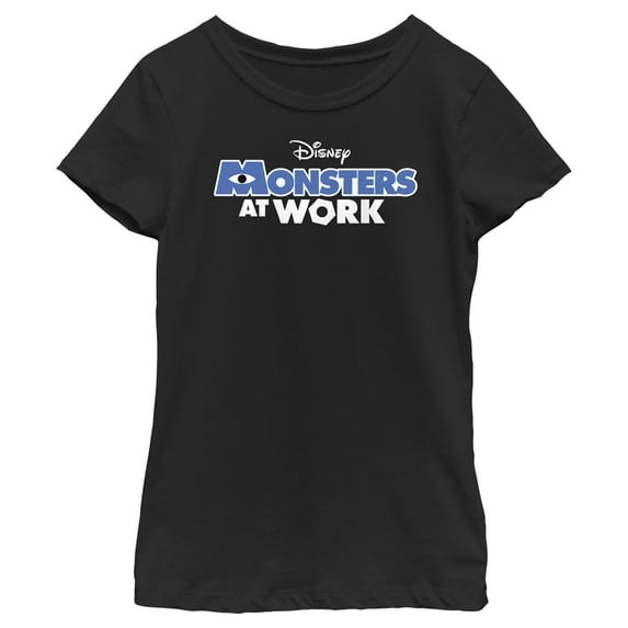 Girl's Monsters at Work Classic Logo Tee Graphic Tee Black X Large