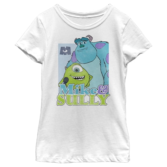Girl's Monsters at Work Mike & Sulley Best Friends Graphic Tee White Large