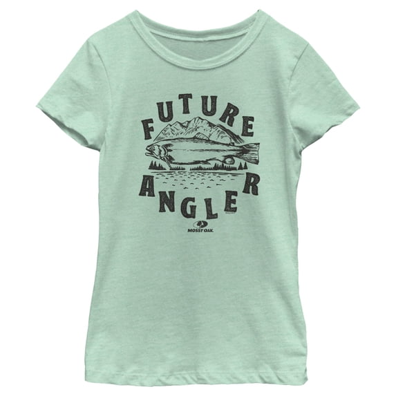 Girl's Mossy Oak Future Angler Graphic Tee Mint Medium