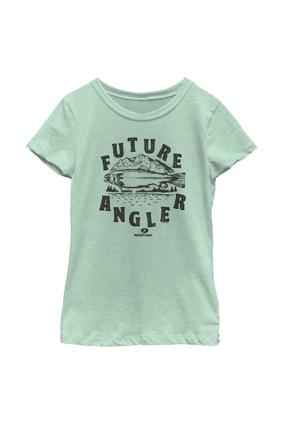 Girl's Mossy Oak Future Angler  Graphic Tee Mint Small