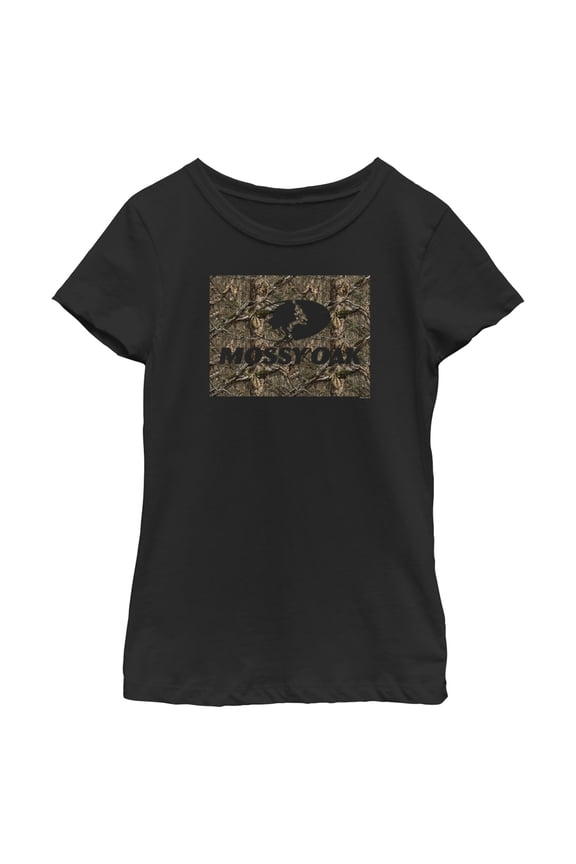 Girl's Mossy Oak In the Woods Logo  Graphic Tee Black Medium