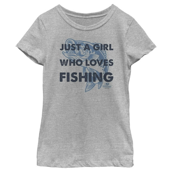 Girl's Mossy Oak Just a Girl Who Loves Fishing Graphic Tee Athletic Heather Large