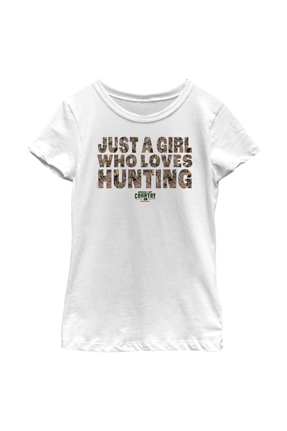 Girl's Mossy Oak Just a Girl Who Loves Hunting Graphic Tee White Medium