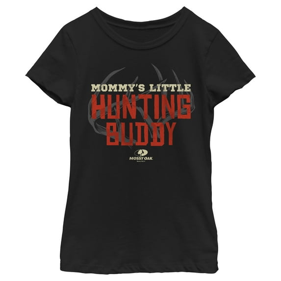Girl's Mossy Oak Mommy's Little Hunting Buddy Graphic Tee Black Large