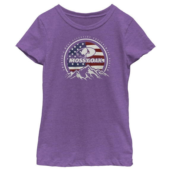 Girl's Mossy Oak Patriotic Valley Logo Graphic Tee Purple Berry Medium