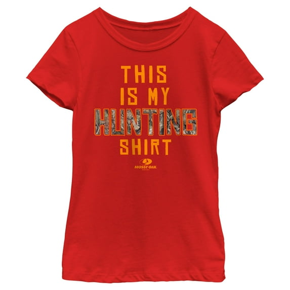 Girl's Mossy Oak This Is My Hunting Shirt Orange Logo Graphic Tee Red Large