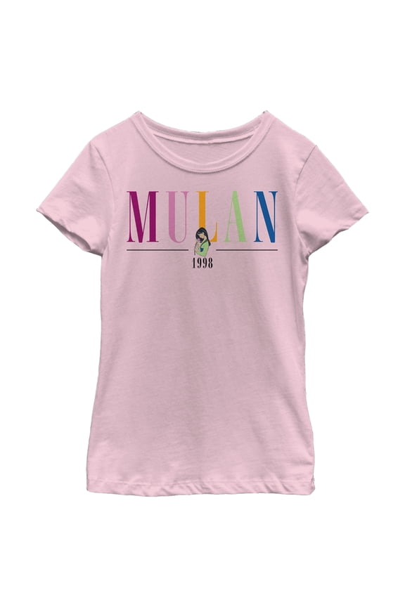 Girl's Mulan 1998 Title Logo Graphic Tee Light Pink X Large