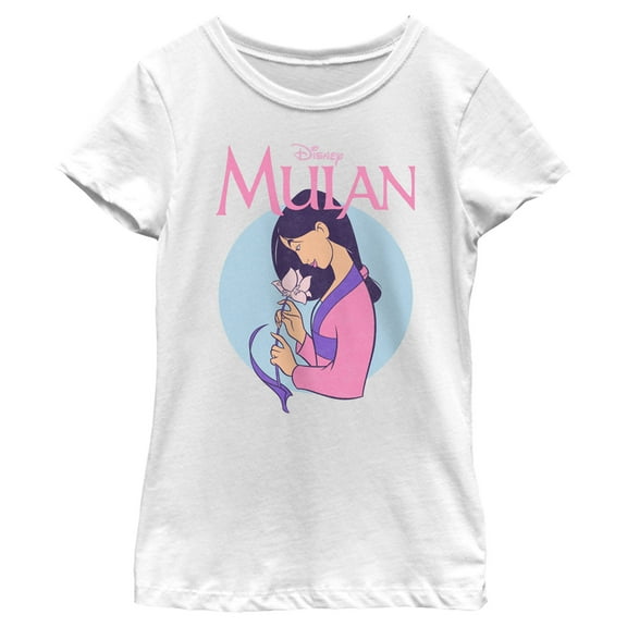 Girl's Mulan Smelling the Flower Graphic Tee White X Small