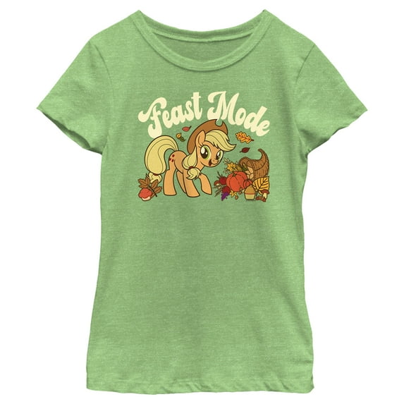 Girl's My Little Pony: Friendship is Magic Applejack Feast Mode Graphic Tee Green Apple X Large