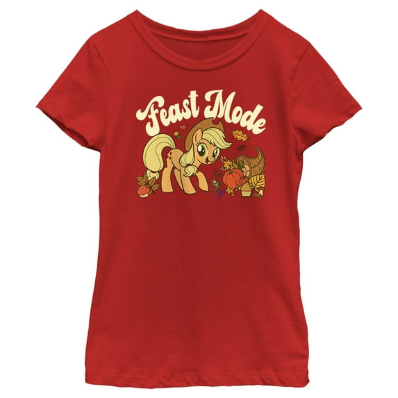 Girl's My Little Pony: Friendship is Magic Applejack Feast Mode Graphic Tee Red Large