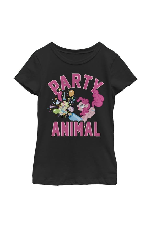 Girl's My Little Pony: Friendship is Magic Pinkie Pie Party Animal Graphic Tee Black Small