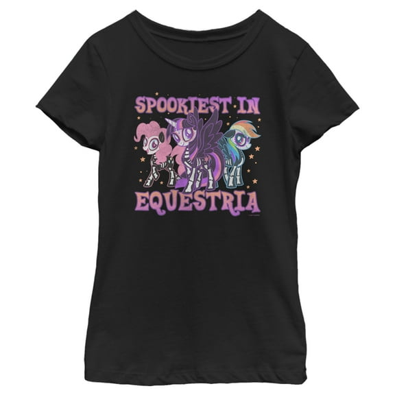 Girl's My Little Pony Halloween Trio Spookiest in Equestria  Graphic Tee Black X Small