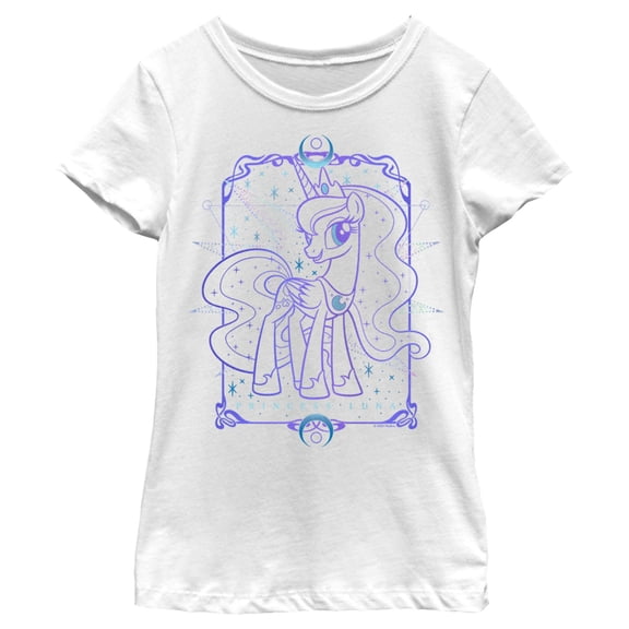 Girl's My Little Pony Princess Luna Tarot Card Graphic Tee White Medium