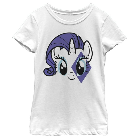 Girl's My Little Pony Rarity Purple Face Graphic Tee White Large