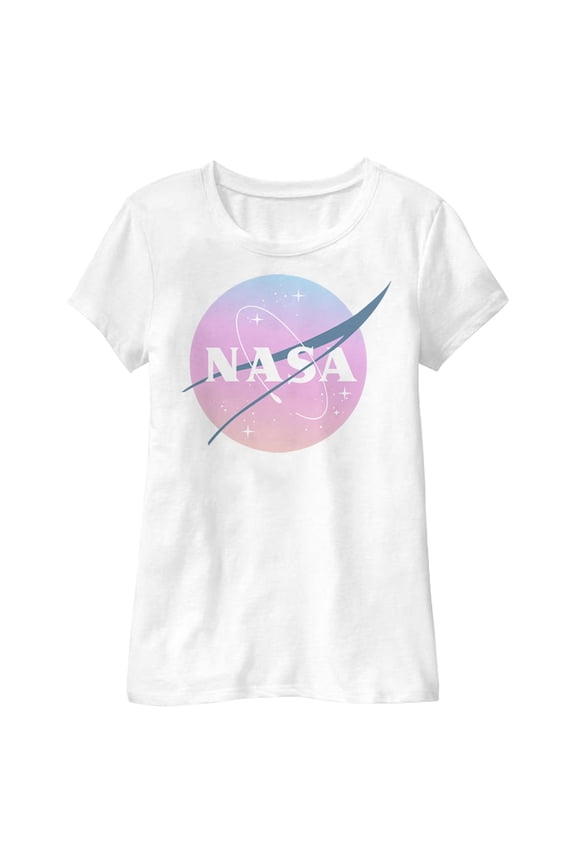 Girl's NASA Dusk Logo Graphic Tee White Medium