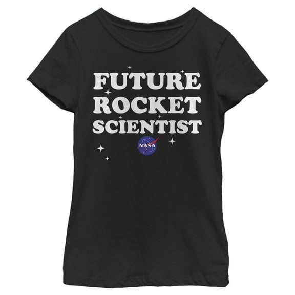 Girl's NASA Future Rocket Scientist of the Stars  Graphic Tee Black X Large