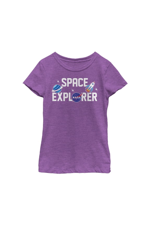 Girl's NASA Space Explorer Graphic Tee Purple Berry Small