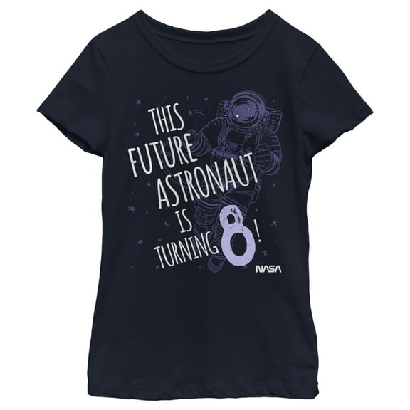 Girl's NASA This Future Astronaut Is Turning 8 Outline Sketch  Graphic Tee Navy Blue X Small