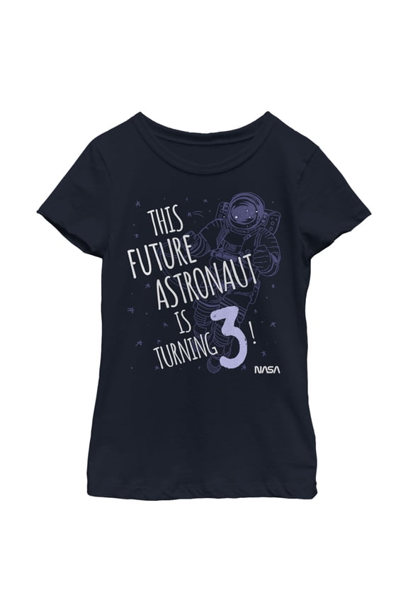 Girl's NASA This Future Astronaut Is Turning Outline Sketch  Graphic Tee Navy Blue X Small