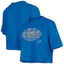 Girl's New Era Blue Detroit Lions Flip Sequin Boxy T-Shirt