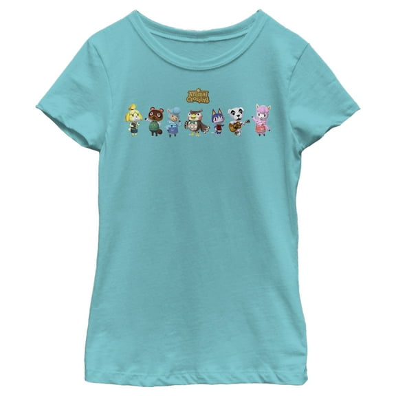 Girl's Nintendo Animal Crossing Character Lineup Graphic Tee Tahiti Blue Large