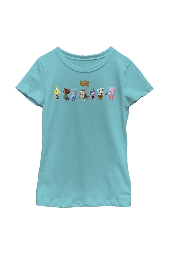Girl's Nintendo Animal Crossing Character Lineup  Graphic Tee Tahiti Blue X Small