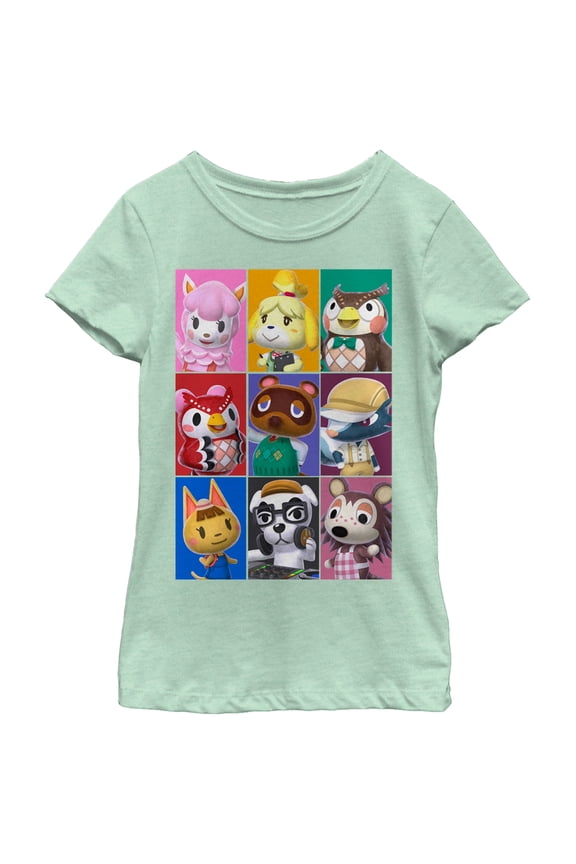 Girl's Nintendo Animal Crossing Characters  Graphic Tee Mint Large
