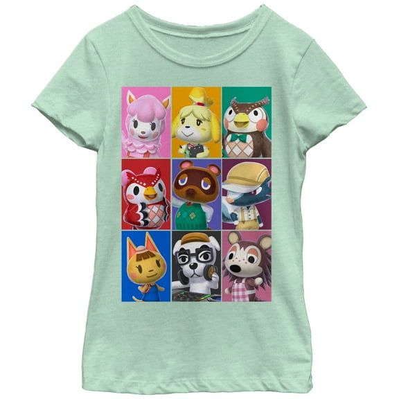 Girl's Nintendo Animal Crossing Characters  Graphic Tee Mint Medium