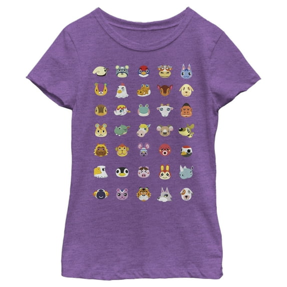Girl's Nintendo Animal Crossing Favorite Lineup Graphic Tee Purple Berry Large