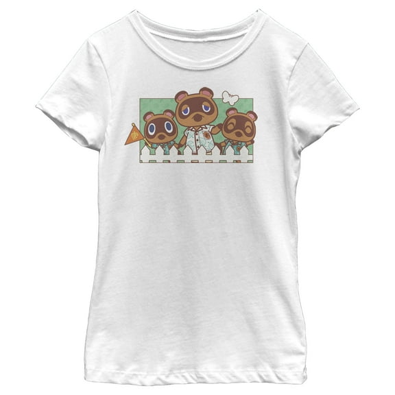 Girl's Nintendo Animal Crossing Nook Family Portrait  Graphic Tee White X Large