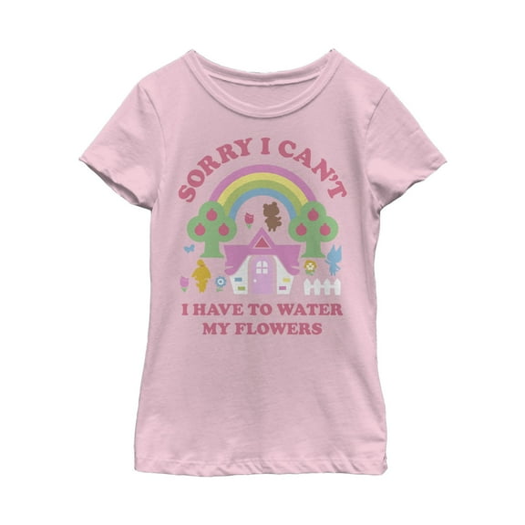 Girl's Nintendo Animal Crossing Water My Flowers  Graphic Tee Light Pink Medium